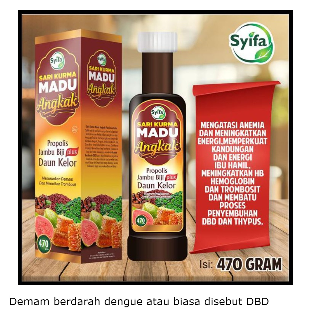 

SYIFA SARI KURMA MADU ANGKAK PROPOLIS JAMBU BIJI PLUS DAUN KELOR 470GR