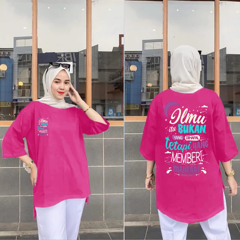 Atasan Wanita Oversize Model Terbaru Panjang Belakang / Kaos Wanita Lengan 7/8 / Kaos Wanita Gambar 