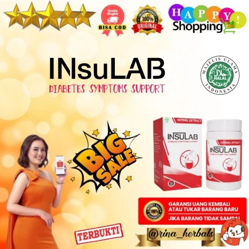 INSULAB ASLI ORIGINAL OBAT HERBAL DIABETES KENCING MANIS GULA DARAH AMPUH  BPOM