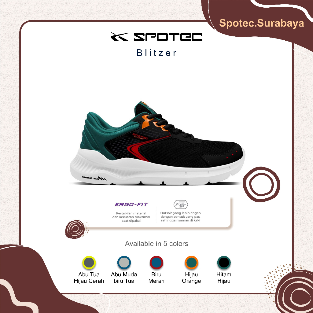 Sepatu Running SPOTEC BLITZER Hitam-Hijau