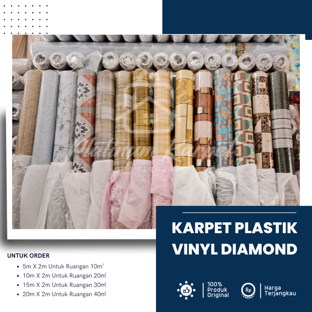 Diamond Karpet Lantai Plastik Vinyl Premium Tebal Panjang 20 Meter Lebar 2 Meter