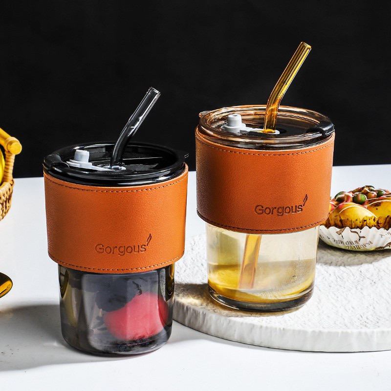 tumbler kaca aesthetic / gelas kaca sedotan