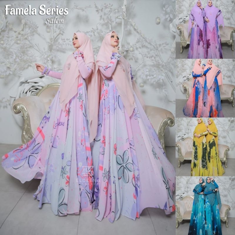 EL.DEENA Baju Gamis Syari wanita printing korea Famela Series by eldeena. Tzy Olshop