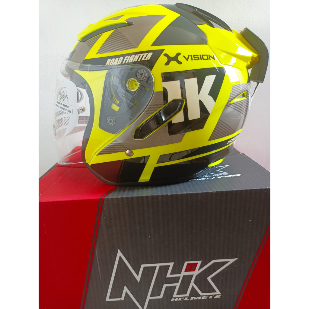 HELM NHK R1 XINOID YELLOW GREY DOUBLE VISOR ORIGINAL SNI