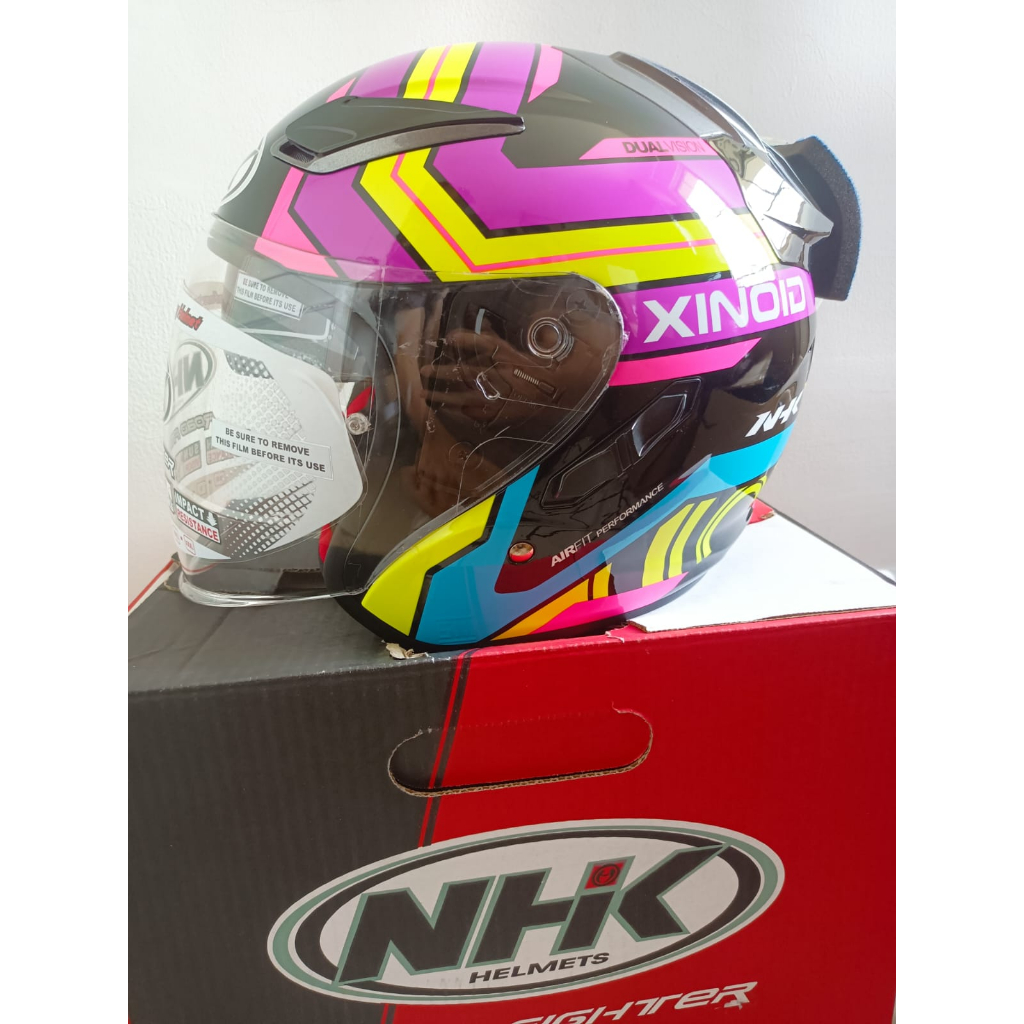 HELM NHK R1 XINOID BLACK PURPLE DOUBLE VISOR ORIGINAL SNI