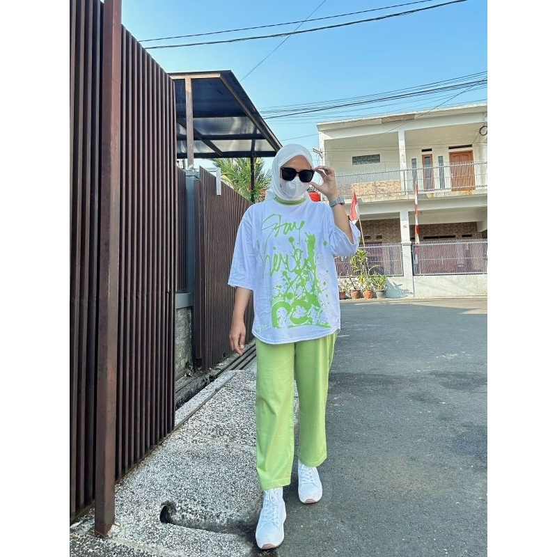 set kaos oversize dan celana wanita by nio