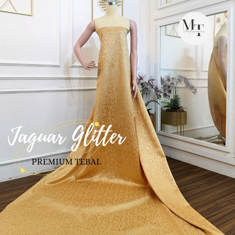 Kain Jaguard Glitter premium / Kain Jaguard tebal premium / Bahan kain untuk gaun / Kain jacquard