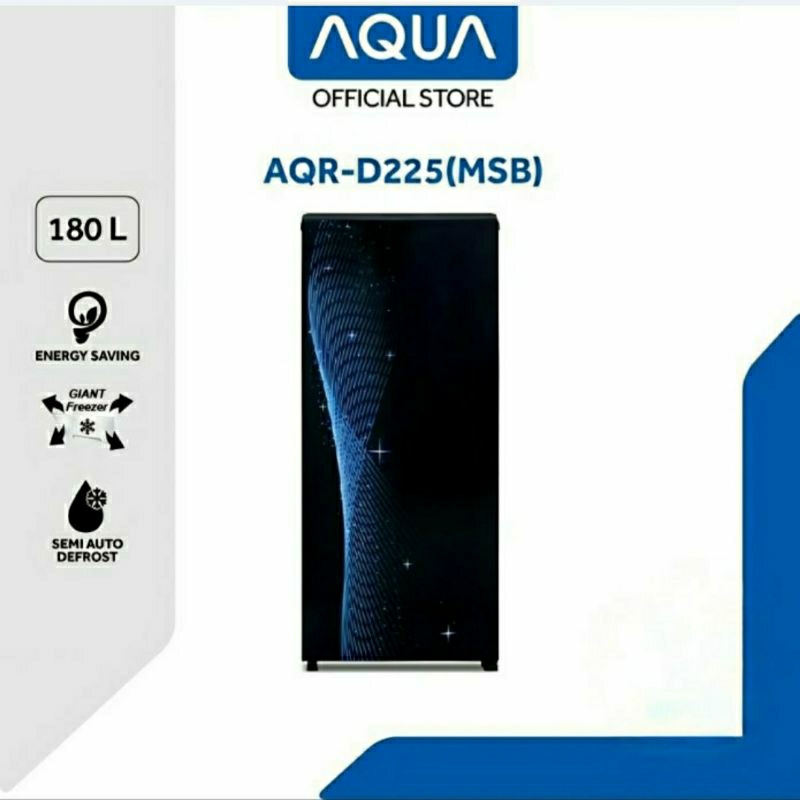 LEMARI ES 1 PINTU AQUA AQRD225MSB / KULKAS 1 PINTU AQR D225 MSB
