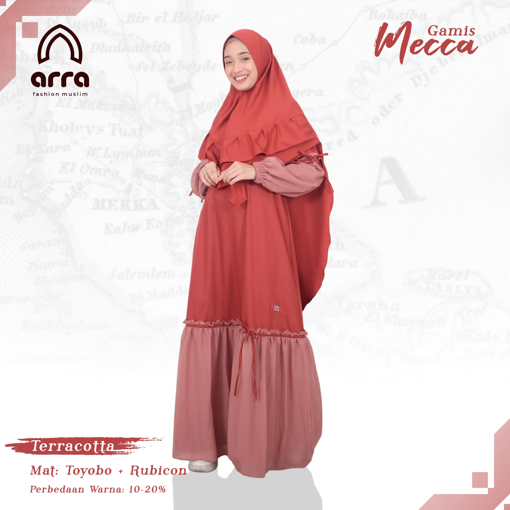 Arra Mecca Series Gamis Syar'i Set Khimar Wanita Dewasa