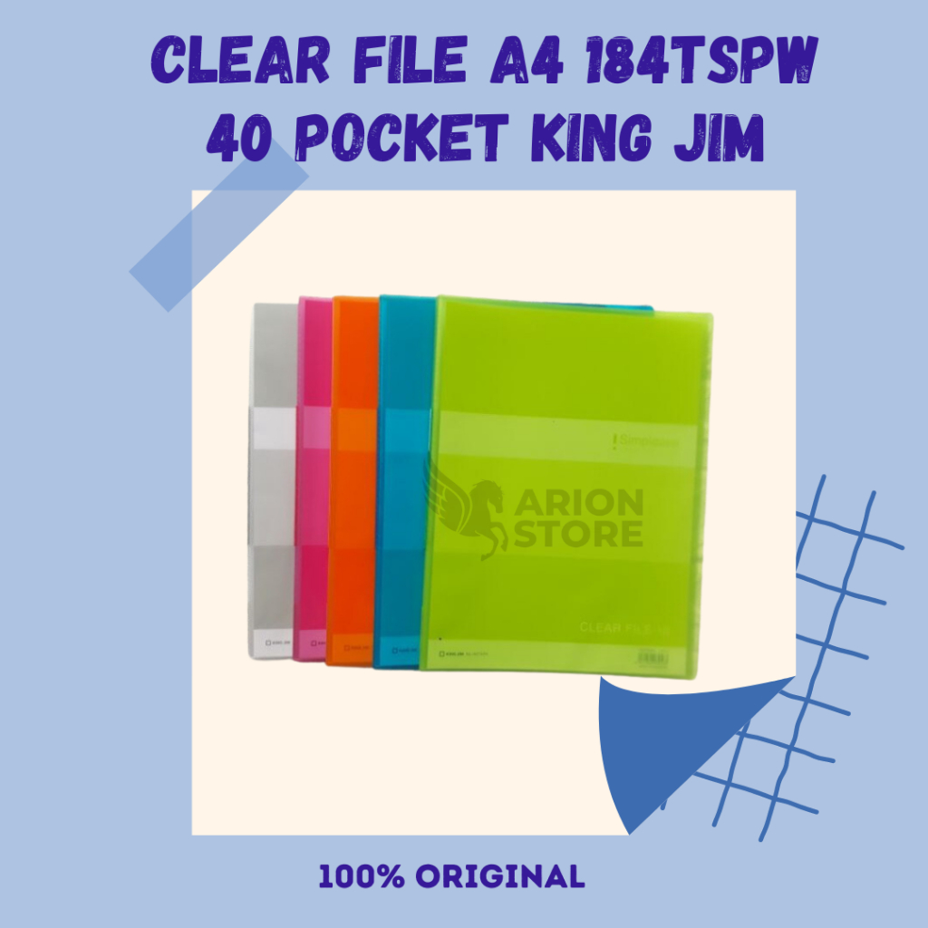 

[ARION STORE] Clear File A4 40 Pocket 184TSPW King Jim / Clear Holder A4 Transparan 40 Pocket King Jim [PCS]