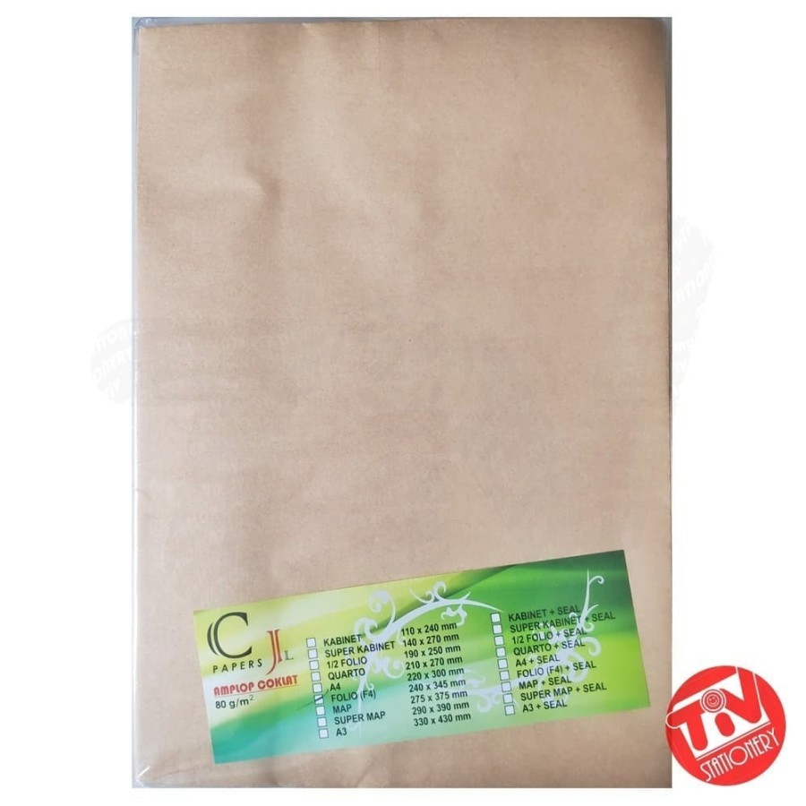 

Amplop Airmail Coklat Polos Folio F4 (1 pack = 100 pcs)