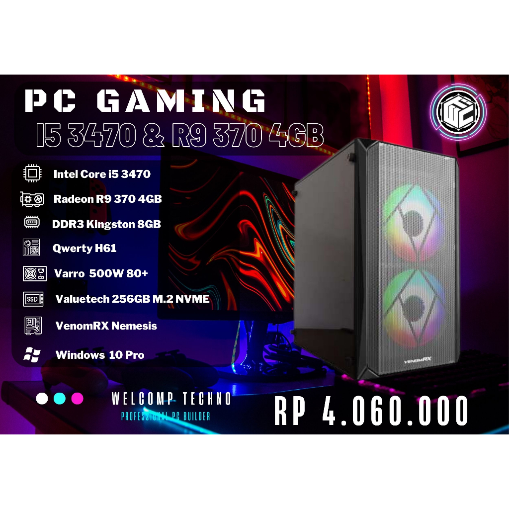 Komputer PC Gaming I5 3470 / 8Gb / 256Gb / R9 370 4Gb Nemesis