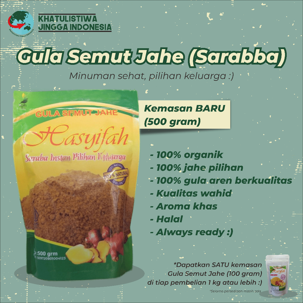 

Gula Semut Jahe | Saraba Instan | Minuman Jahe | Minuman Sehat | Jahe Bubuk | Jahe Instan (500 gram)