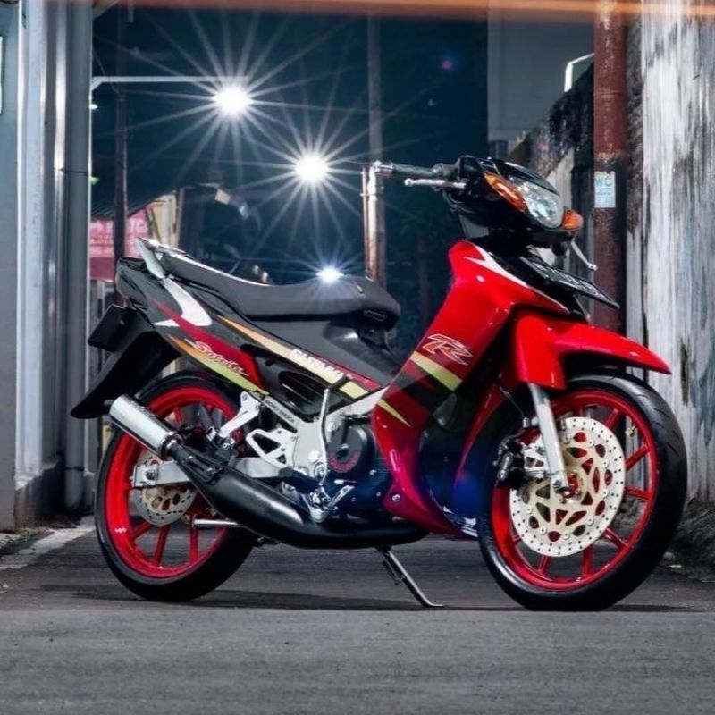 Striping lis sticker standar ORI suzuki satria r 120 merah hitam 2001 2002 2003 stiker satria r stri