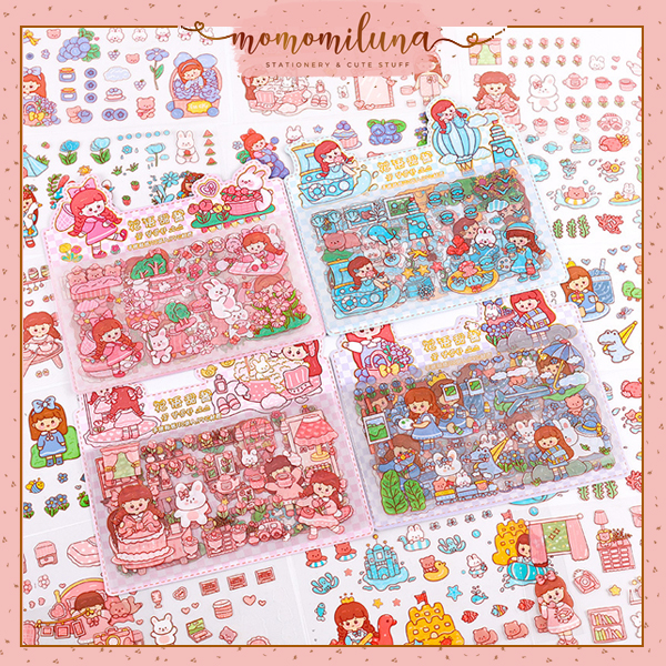 

1 set isi 10 lembar sticker huajjiang girl cute kawai character deco stiker jurnal lucu MK1449