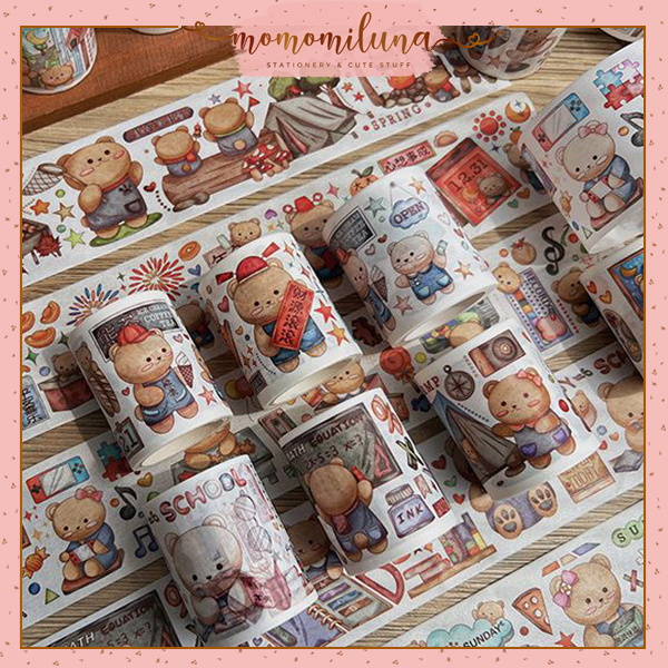 

Sticker roll bear lucu cute paper sticker washi masking tape gambar beruang kawai estetik MK1447