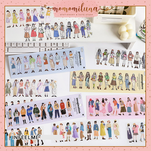 

1 set isi 3 lembar sticker OOTD japanese style girl kawai aesthetic vintage retro fashion cute deco stiker diy journal MK1445