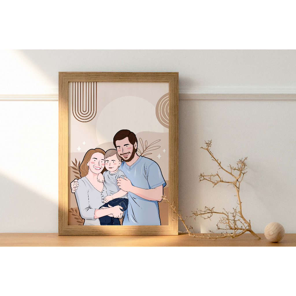 Paket Family (Frame 2D) | Custom ilustrasi vector art | kado unik | kado ulang tahun | kado wisuda |