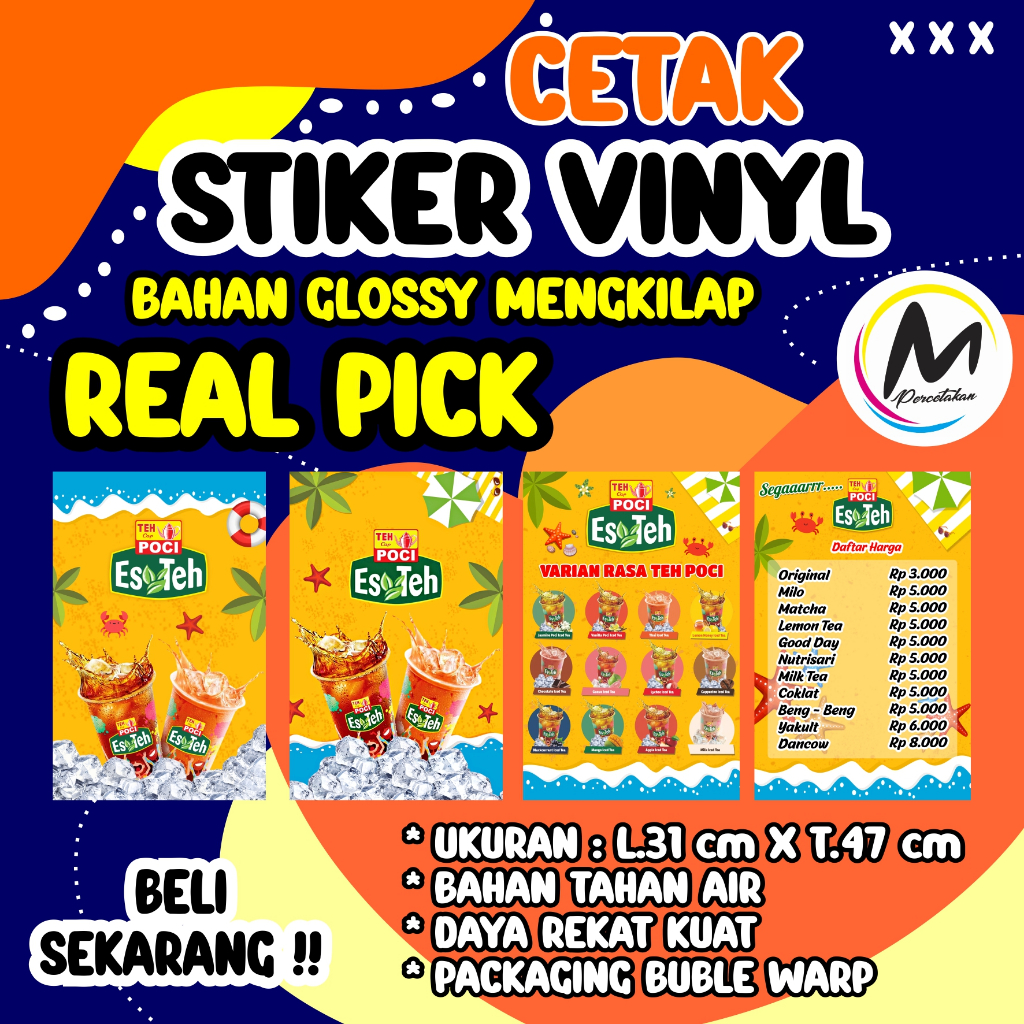 

CETAK STIKER - UKURAN A3 - STIKER VINYL