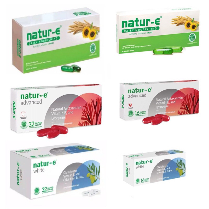 NATUR - E Soft Capcule 16 & 32 Daily Nourishing Natural Vitamin E 100, Advanced Natural Astaxanthin 
