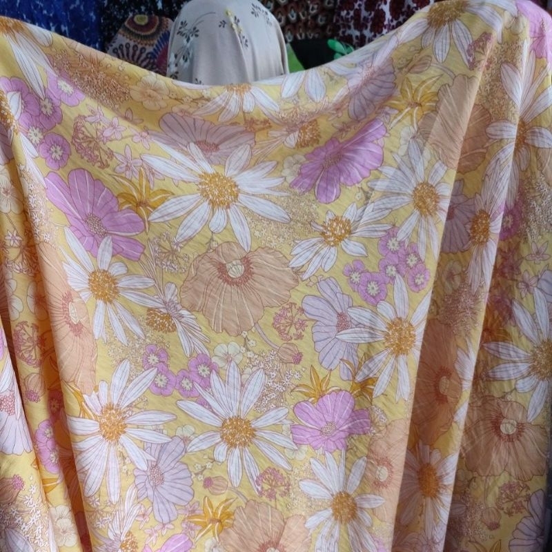 kain katun silky motif dzc- bahan silky premium - kain silky motif