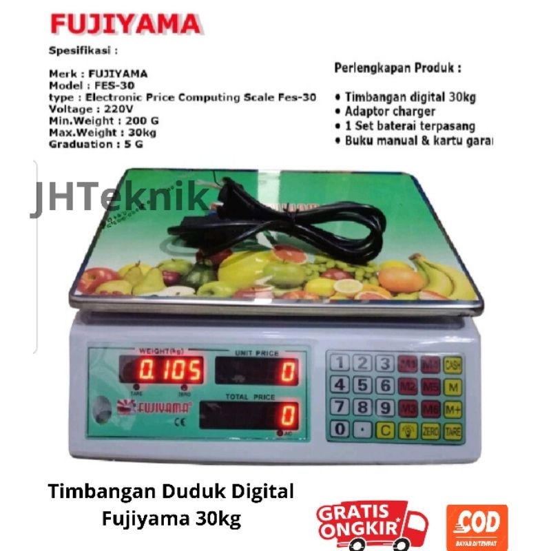 FUJIYAMA Timbangan Digital 30kg Timbangan Buah 30kg Timbangan Digital Bolak Balik kwalitas japan 100
