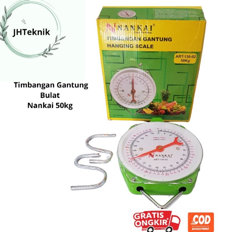 JHTeknik Timbangan Bulat Gantung 50kg NANKAI Timbangan Gantung Besi 50kg Timbangan Gantung Jarum 50k