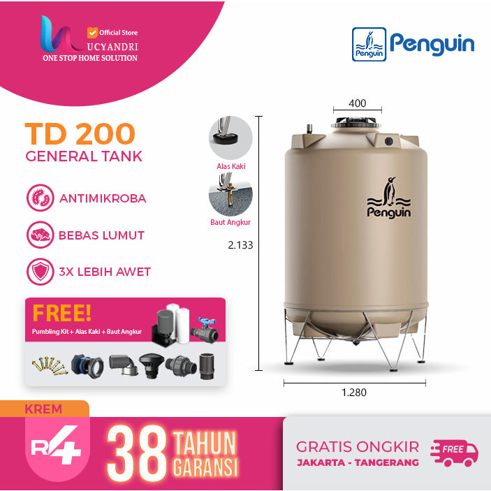 Tangki Air Penguin TD 200 | Toren Air Penguin 2000 Liter | Tangki Air Penguin 2000 Liter | Tangki Ai