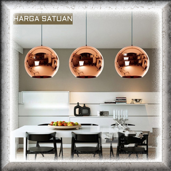 Lampu gantung kaca tiup COOPER BLOWN GLASS COLOR COPPER TEMBAGA pendant light living dining table of