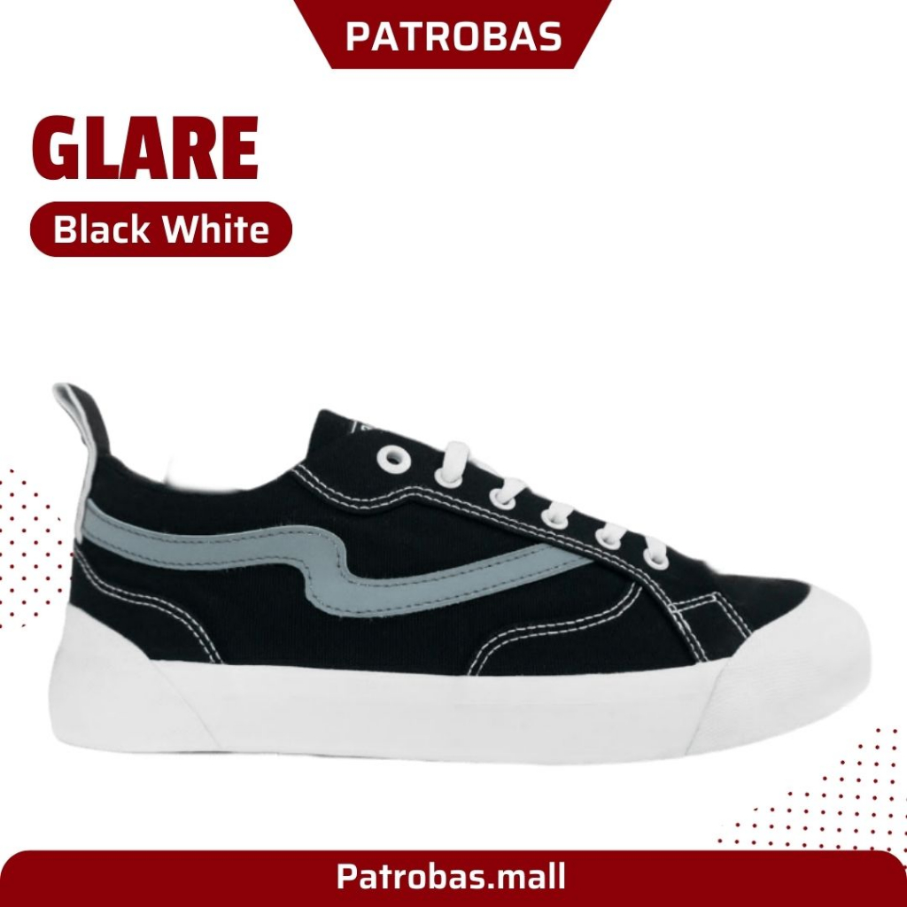 PATROBAS Glare Black White Original Sepatu Sneakers Reflective Pria Wanita Hitam Putih