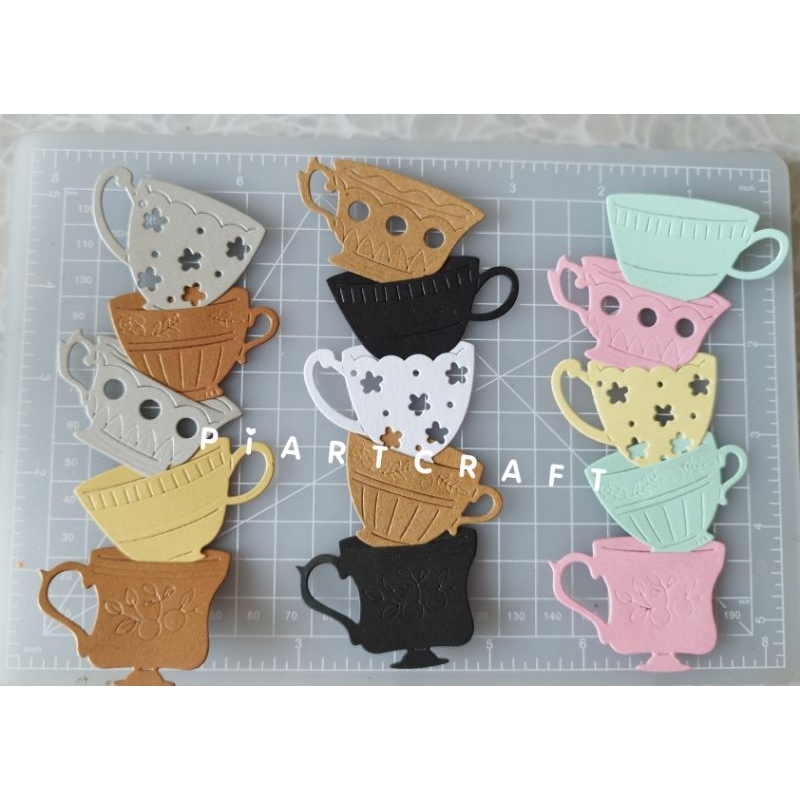 

cups of coffee tea - (isi 1 set / 5 pcs) - Dies cut / cut dies DIY scrapbook / vintage journal / album