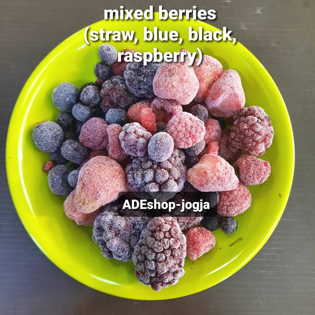 

buah beku frozen mixed berries 500 gr mix berry straw blue black rasp