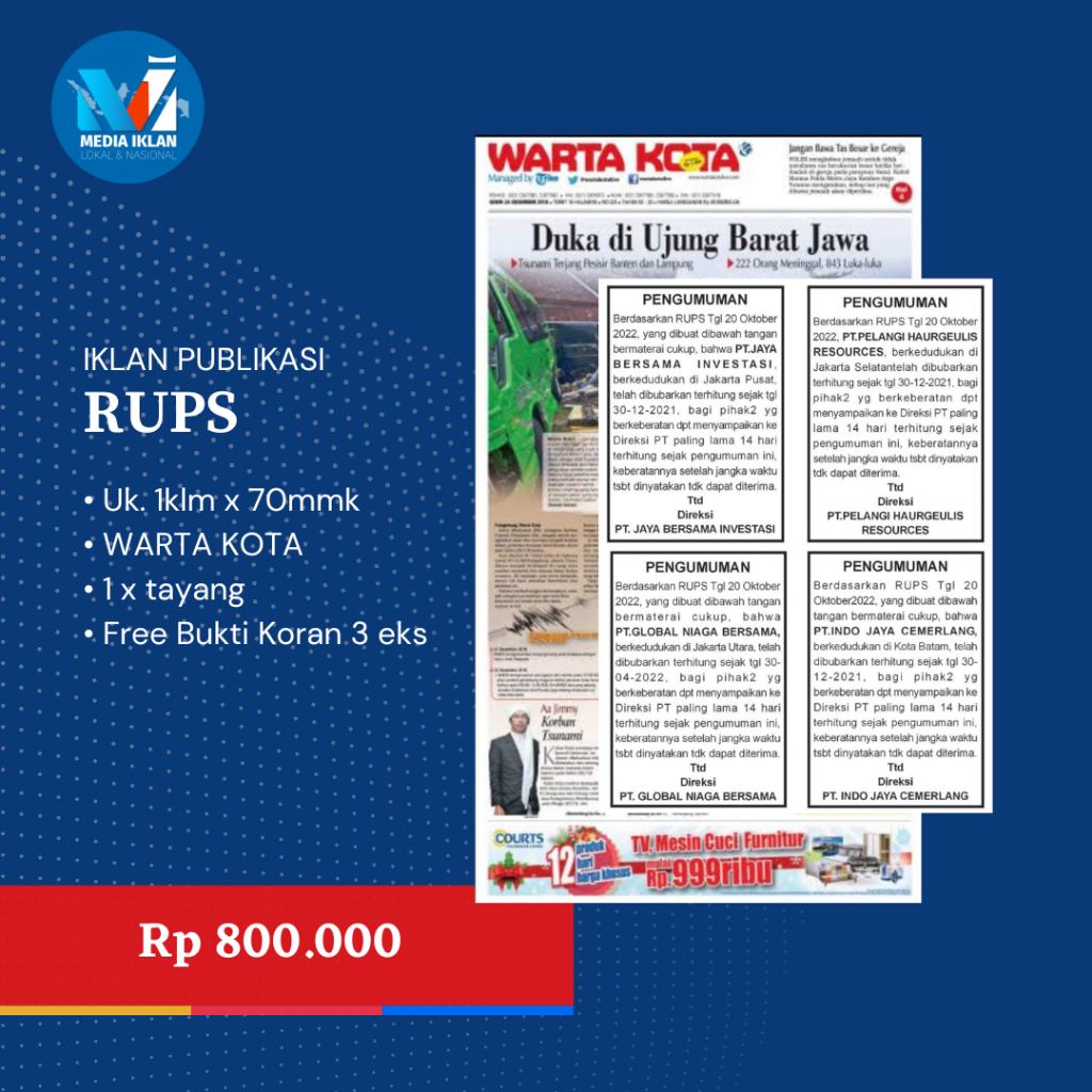 IKLAN KORAN PUBLIKASI RUPS