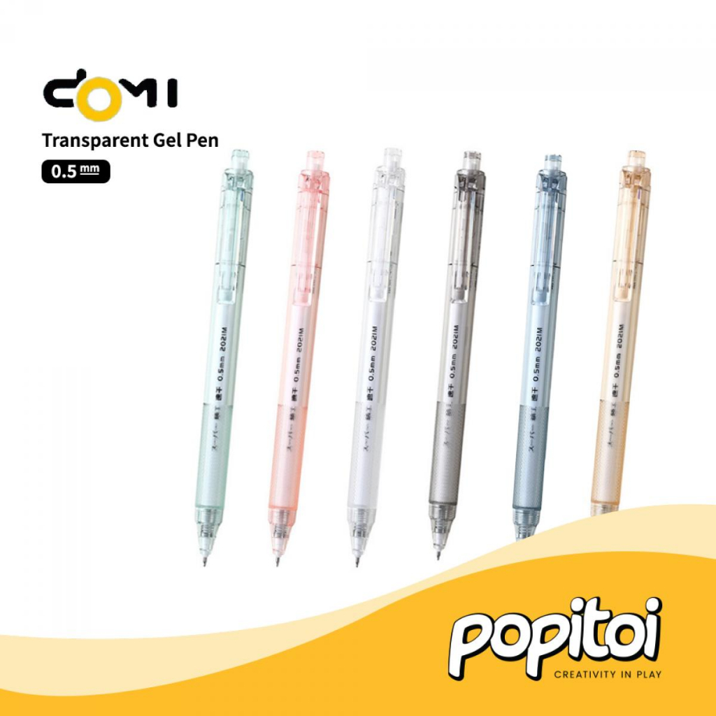 

Domi DM-902 Transparent Gel Pen 0.5 mm Pulpen Korea Transparan Estetik