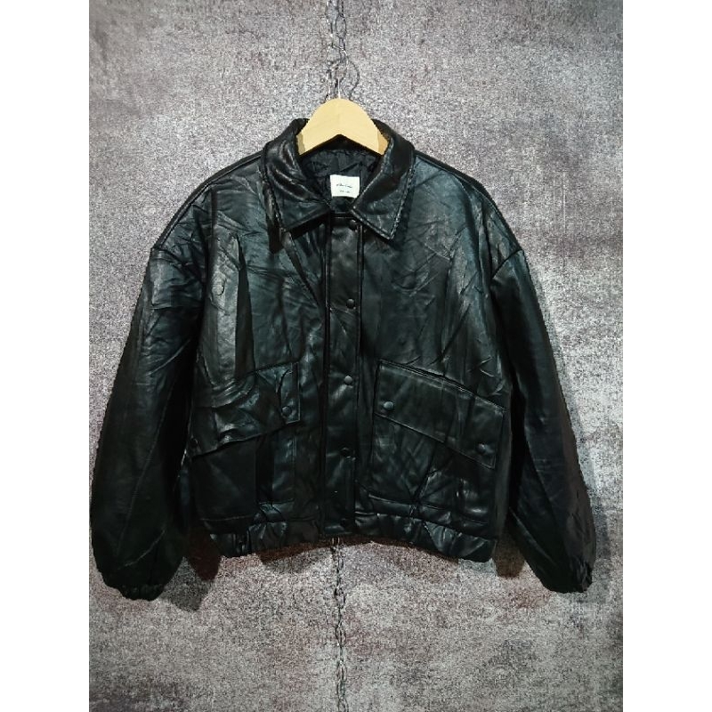 flight jacket kulit imitasi