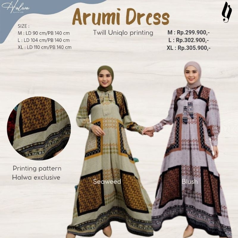 GAMIS MOTIF PRINTING ARUMI DRESS HALWA APPAREL