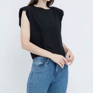 Atasan Kaos Basic Muscle Tee Kaos Polos / Padded T-shirt / Pad Shoulder Top Zeldia SISTAQUE