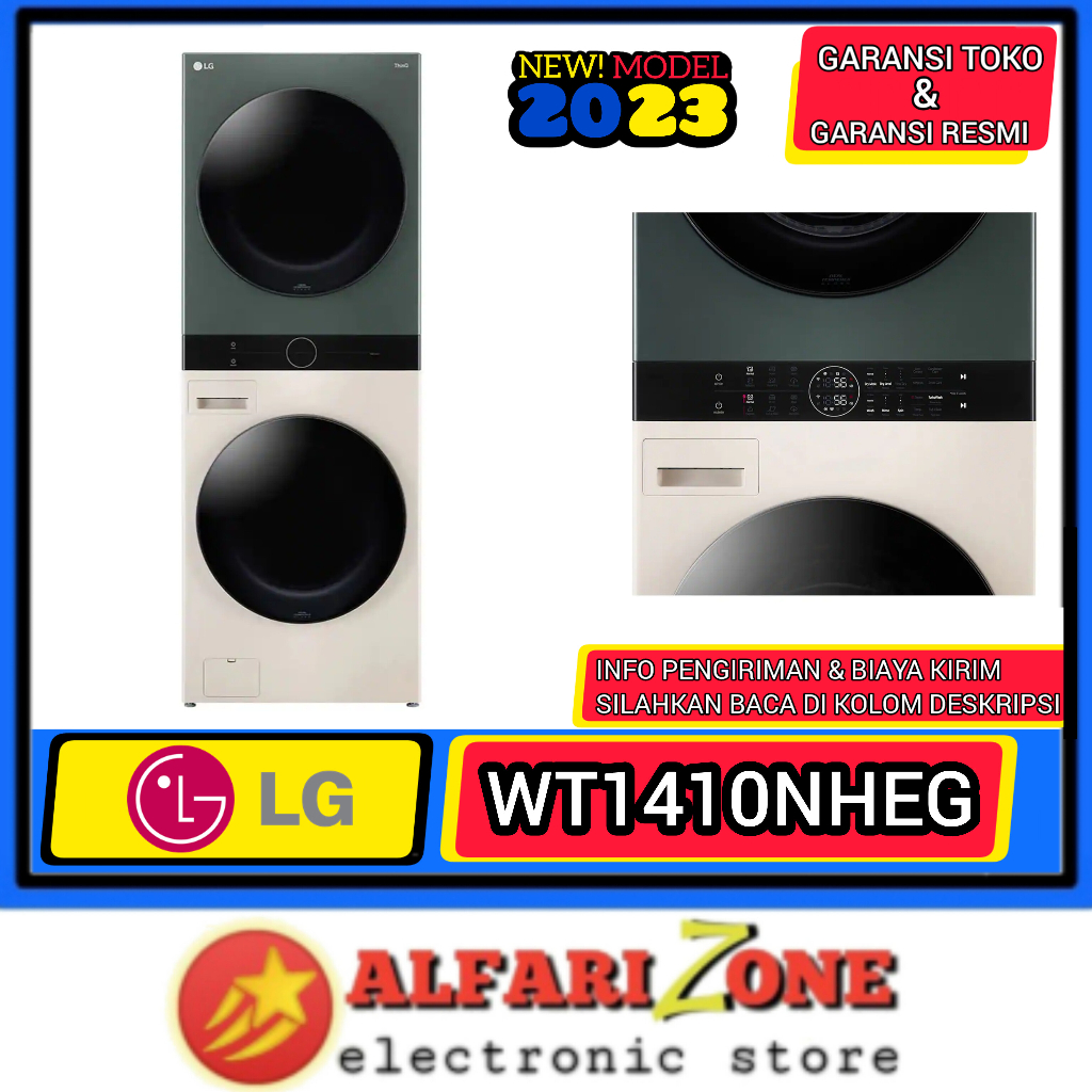 LG WT1410NHEG Mesin cuci tingkat LG objet Washtower wash 14kg dry 10