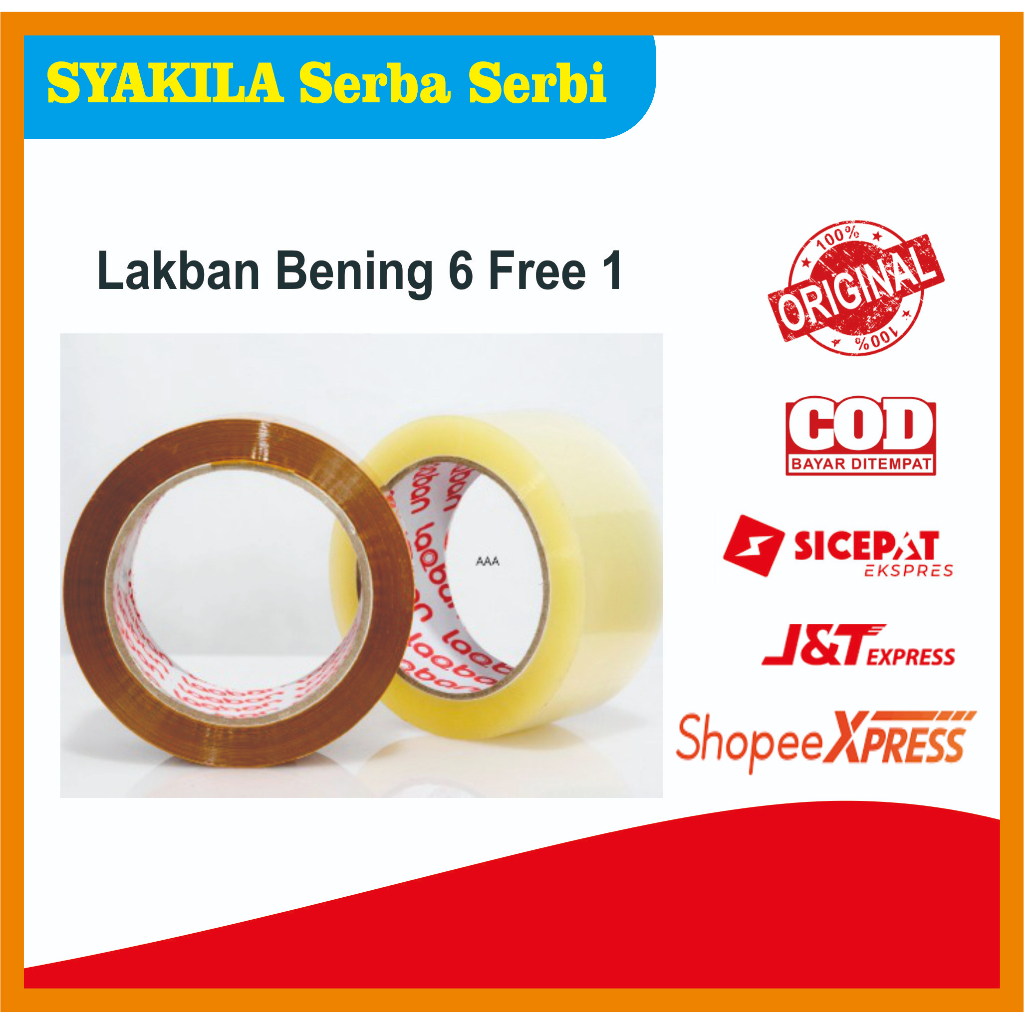 

Lakban 100 yard 45 mm 45 micron Bening / Coklat beli 6 free 1 non merk