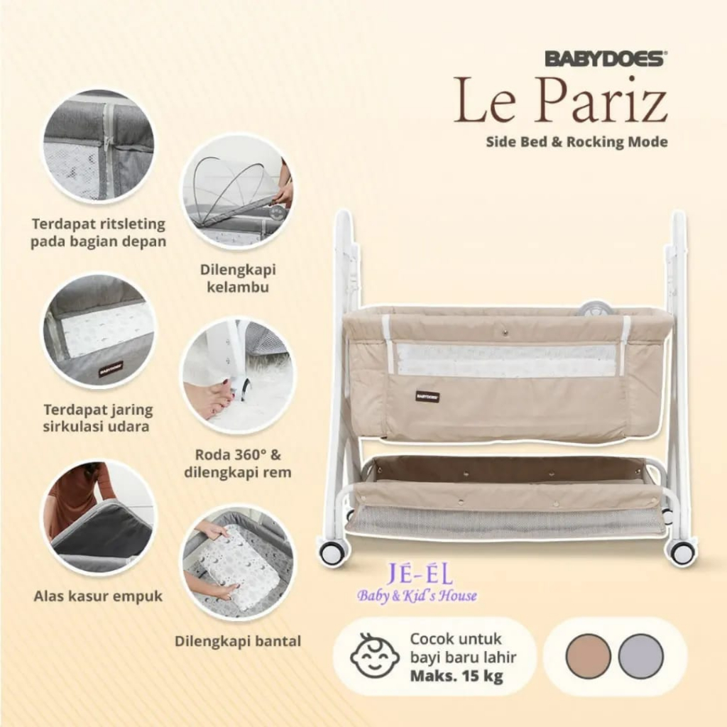 Baby Does Baby Box Le Pariz Side Bed &  Rocking Mode CH-LB1634 / Tempat Tidur Bayi
