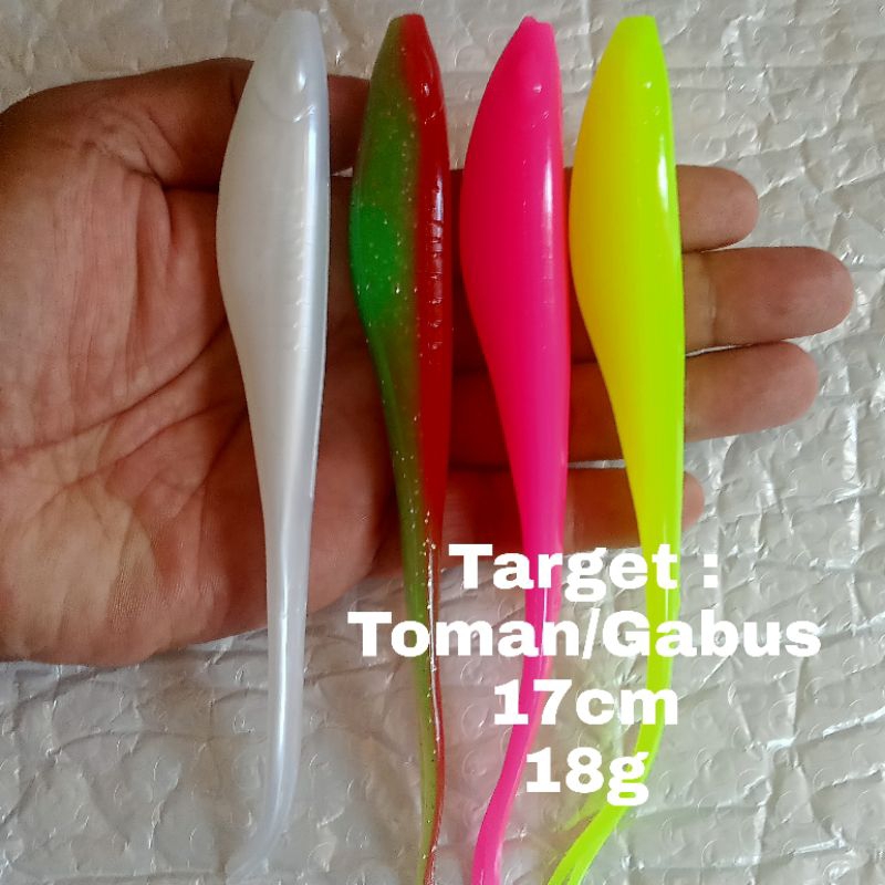 Soft Lure Baby Silencer Jumbo 18Cm 18g, Target Toman/Gabus juga tersedia  Worm Hook 7/0