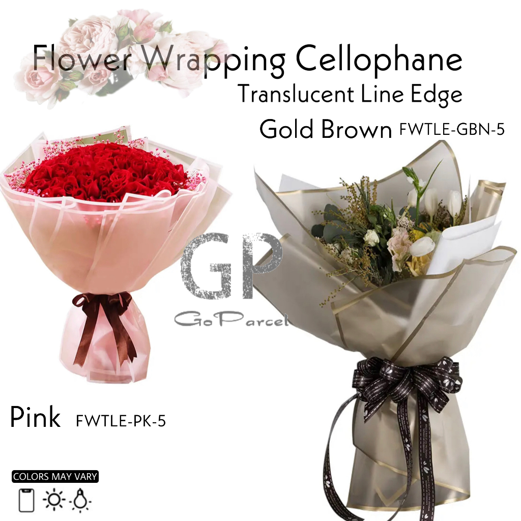 

( 5 Lembar ) TRANSLUCENT LINE EDGE - FLOWER WRAPPING PAPER CELLOPHANE EDGE MATTE TRANSLUCENT