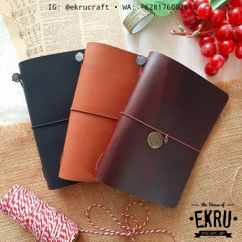 

A6 - GENUINE LEATHER COVER TRAVELERS NOTEBOOK MIDORI - BLACK / TAN / DEEP BROWN MAROON