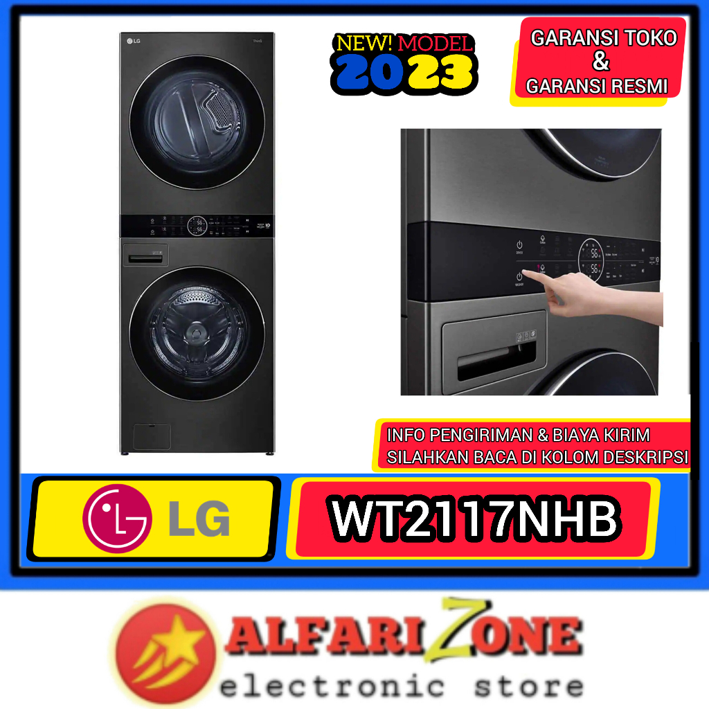LG WT2117NHB Mesin cuci tingkat LG Stacked Washtower wash 21kg dry 16