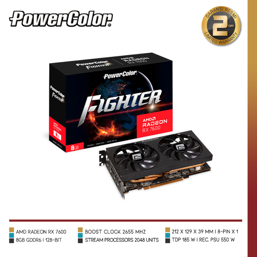 POWERCOLOR Fighter AMD Radeon RX 7600 8GB GDDR6