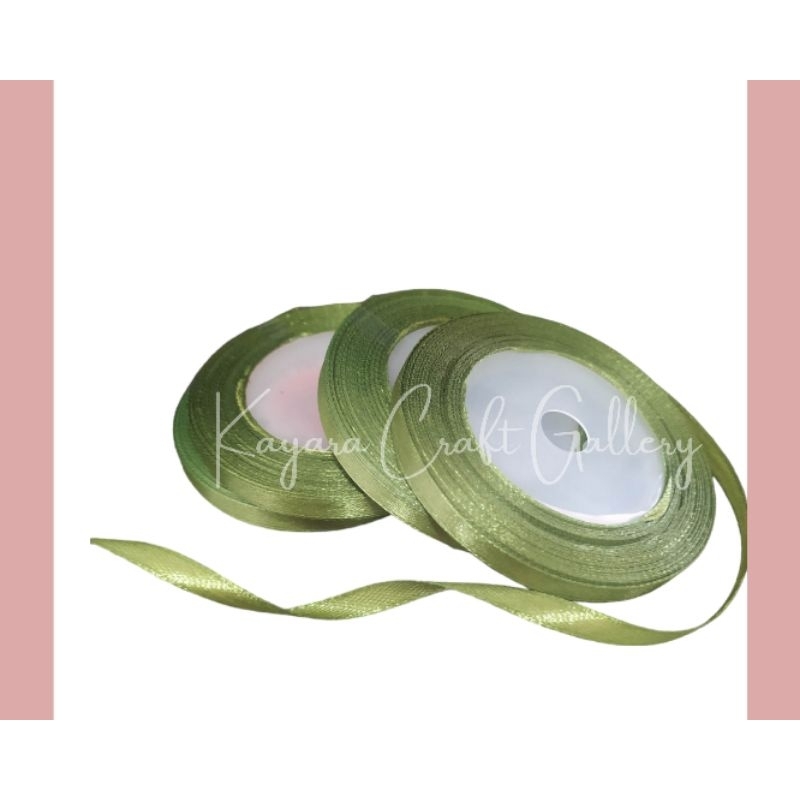 

pita satin kecil termurah per rol OLIVE 1/4 inchi