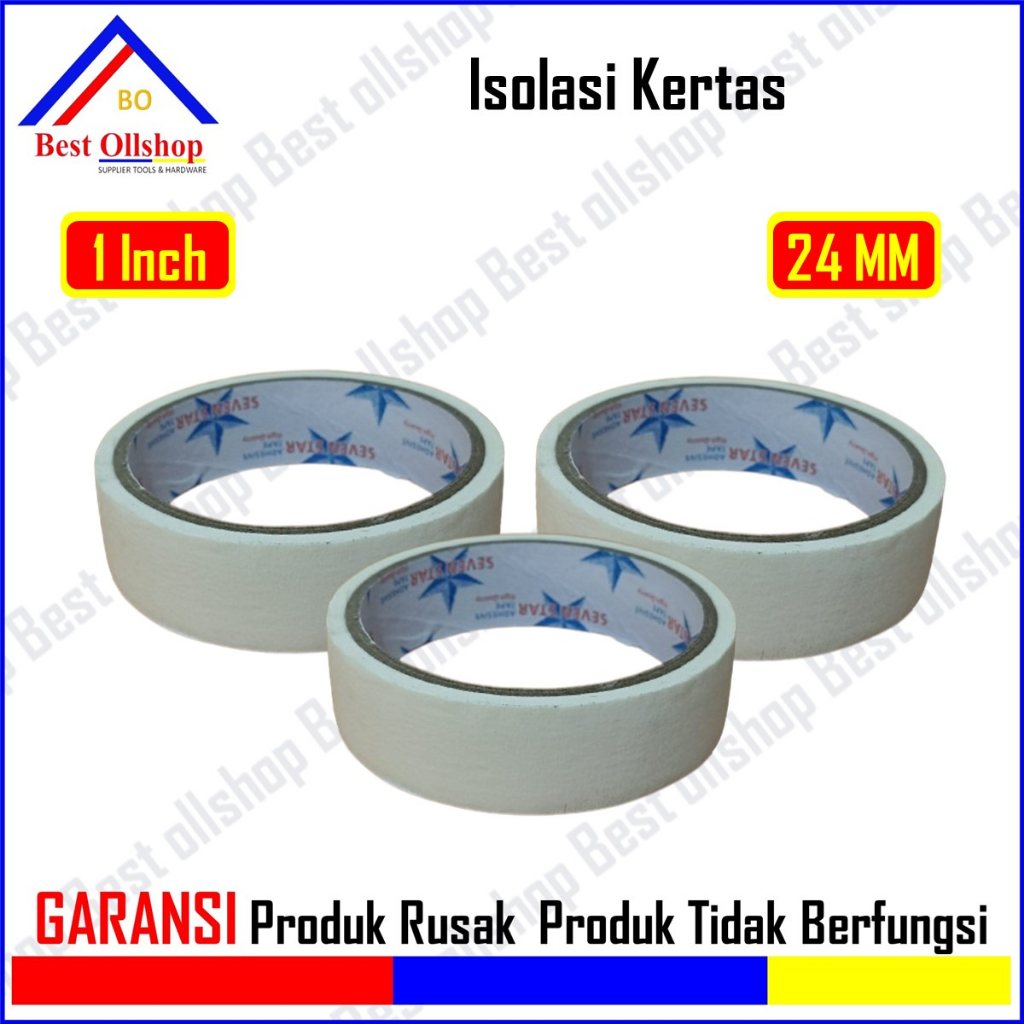 

Lakban Isolasi Kertas Masking Tape 1 inch 24 mm x 10 meter Selotip