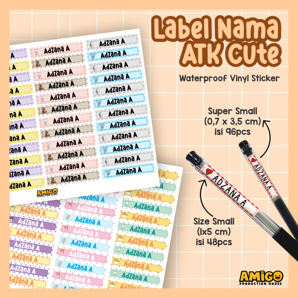 

Label Nama Anak Alat Tulis ATK Karakter Stiker Buku Stiker Pensil Custom Cute Edition