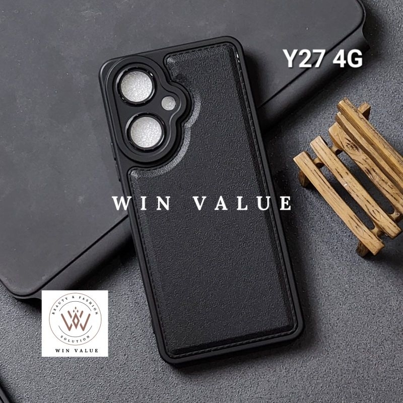 Vivo Y27 4G Vivo Y27S Case Leather Black Softcase Vivo Y27 4G Vivo Y27S