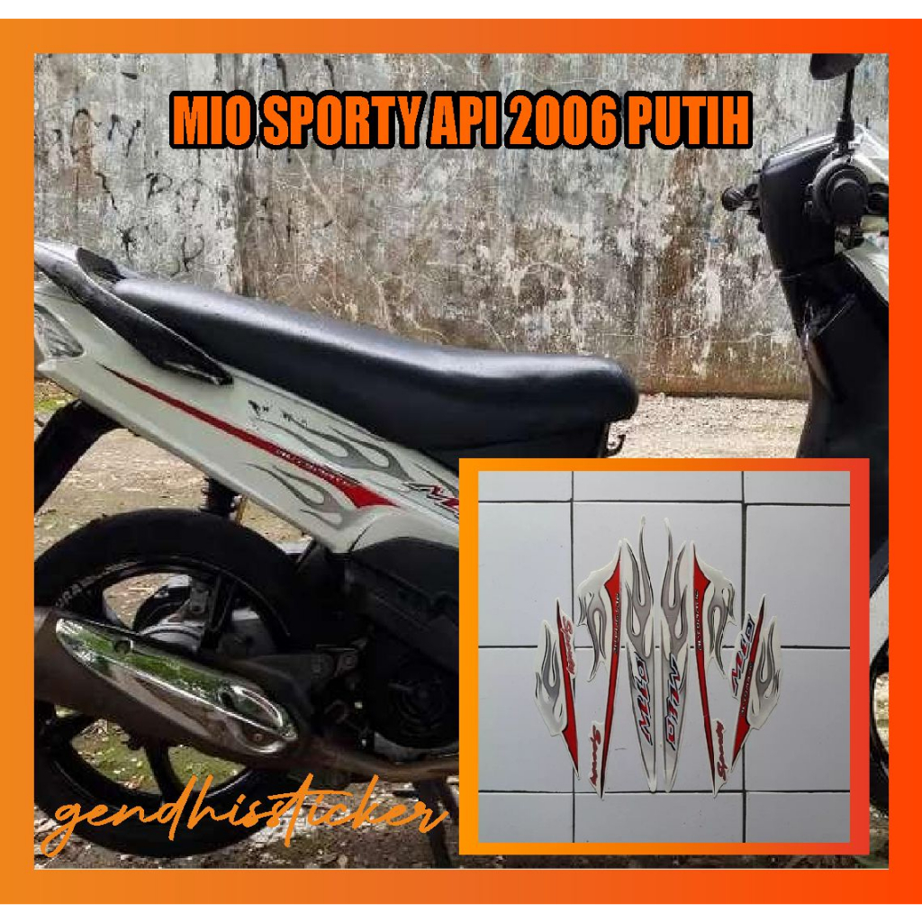 striping motor mio sporty api 2006 putih